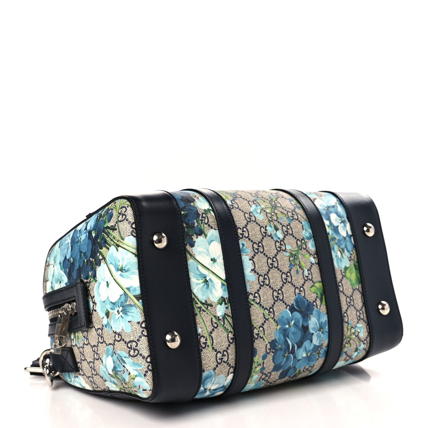 GG Supreme Monogram Blooms Medium Duffle Beige Blue Black