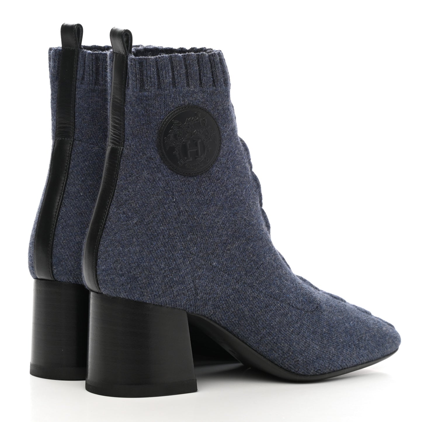 Knit Calfskin Volver 60 Ankle Boots 36 Bleu Diplomatique