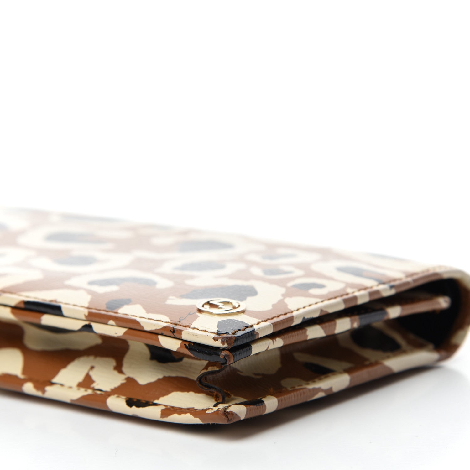 Gucci Patent Leopard Print Betty Chain Wallet Tobacco Black 7 of 11