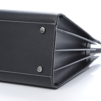 Saint Laurent Grained Calfskin Topstitch Small Sac De Jour Black Porcelain 10 of 11