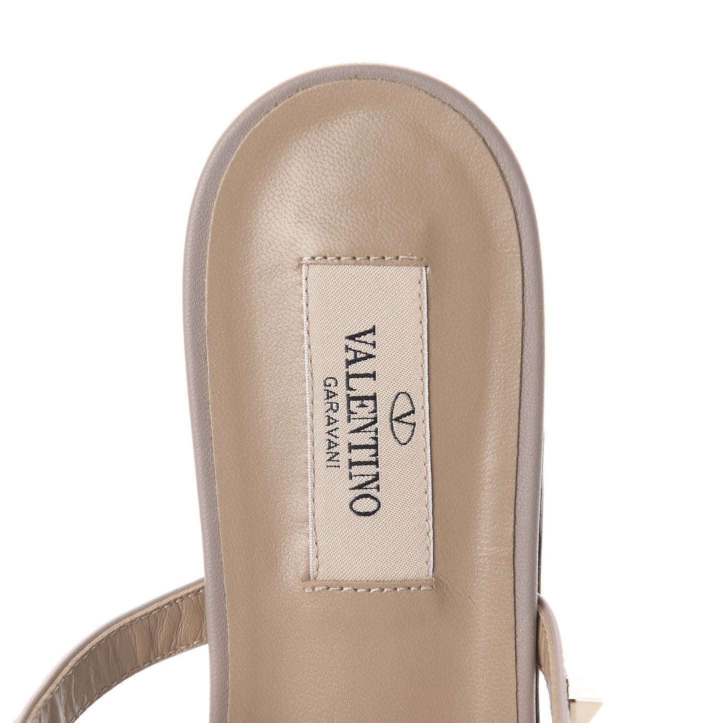Calfskin Rockstud Caged Flat Slide Sandals 37.5 Poudre