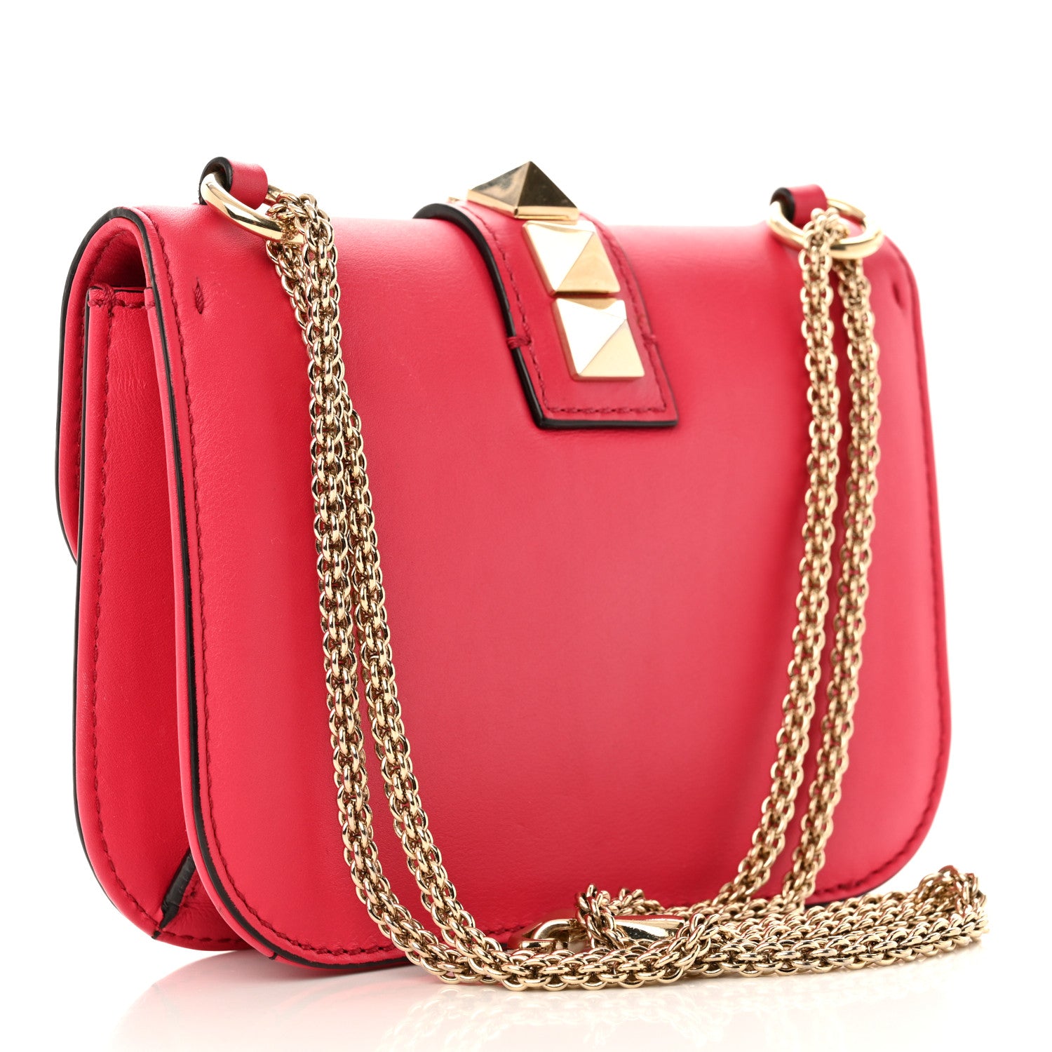 Valentino Garavani Vitello Small Glam Lock Rockstud Flap Deep Fuxia 3 of 11