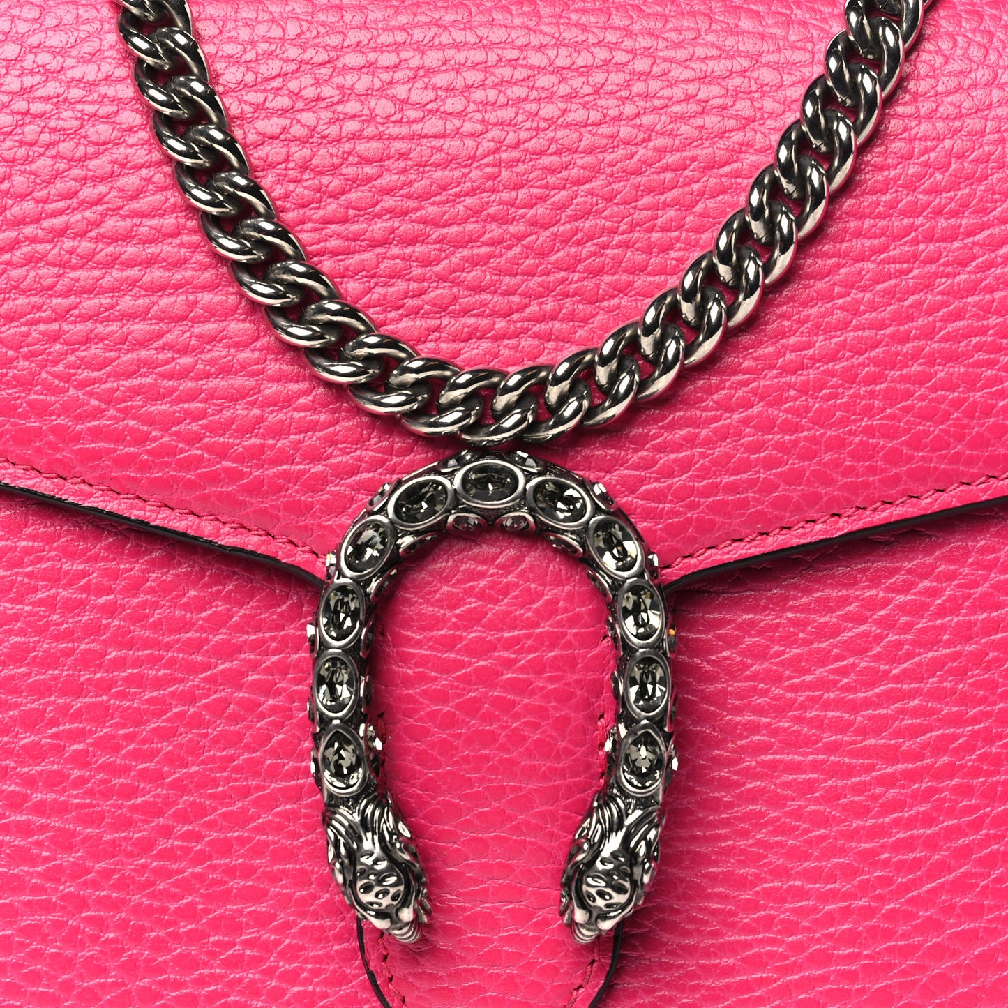 Dollar Calfskin Crystal Mini Dionysus Chain Wallet Box Pink