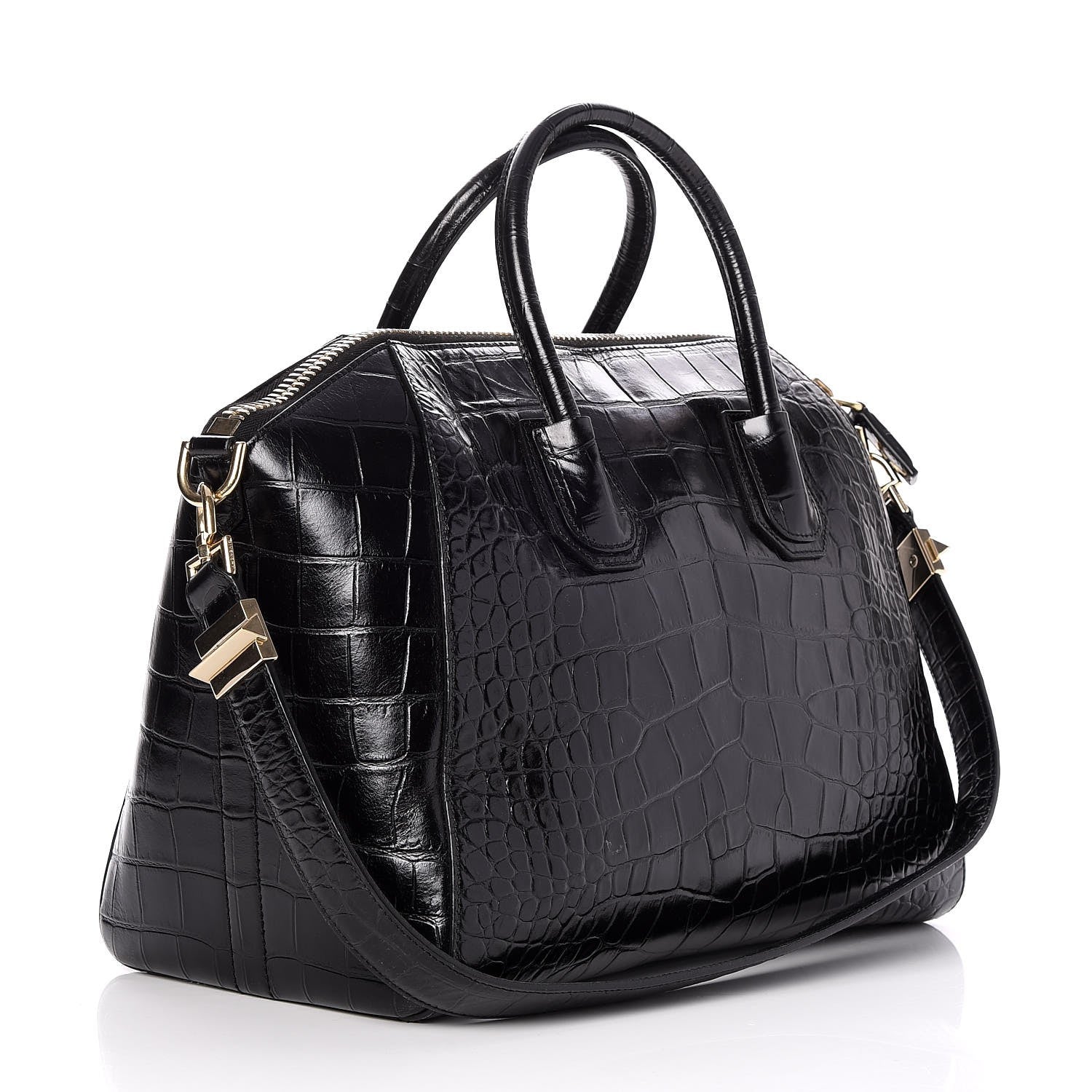 Givenchy Calfskin Crocodile Embossed Medium Antigona Black 3 of 8