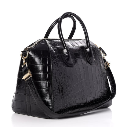 Givenchy Calfskin Crocodile Embossed Medium Antigona Black 3 of 8