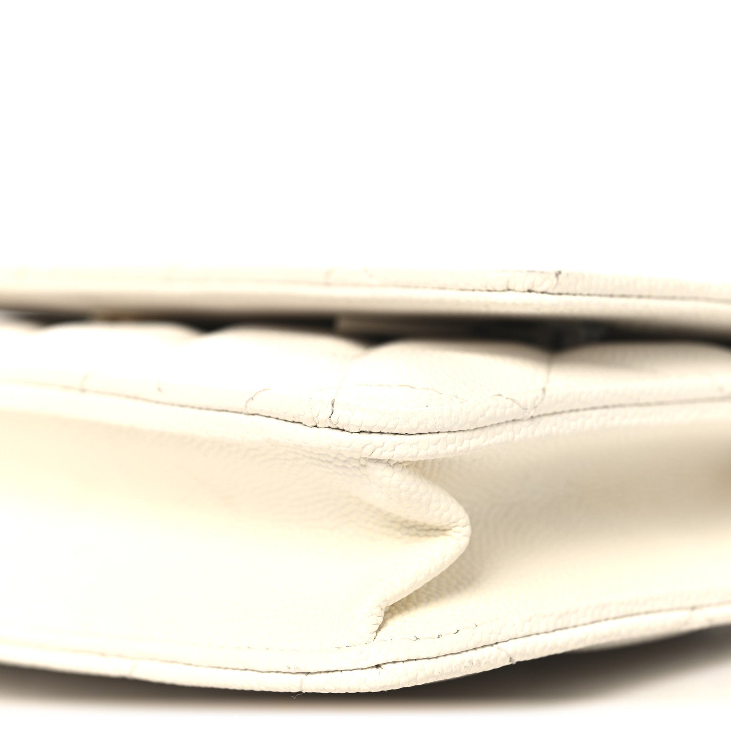 Chanel Shiny Caviar Quilted Flap Charm Wallet On Chain WOC White 11 of 12