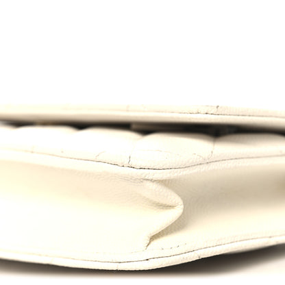 Chanel Shiny Caviar Quilted Flap Charm Wallet On Chain WOC White 11 of 12