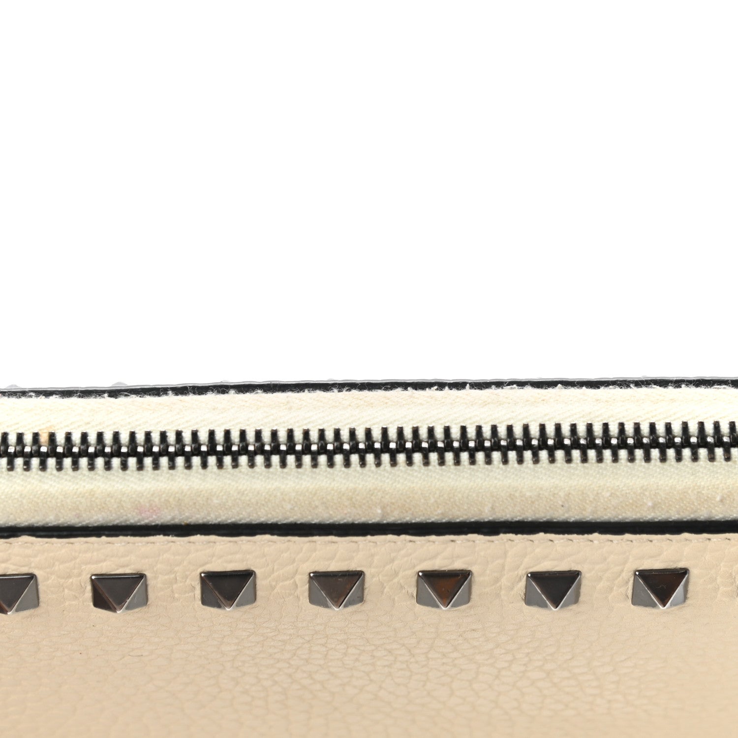 Valentino Garavani Pebbled Calfskin Rockstud Zip Around Wallet Ivory 11 of 11