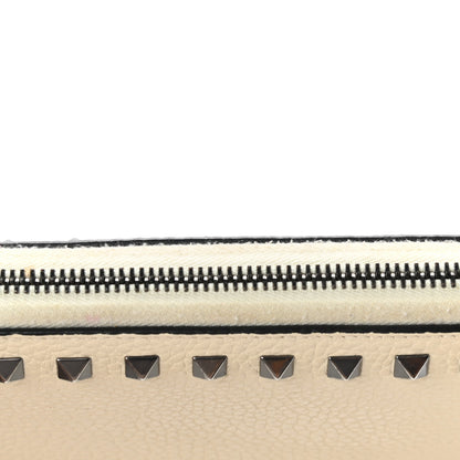 Valentino Garavani Pebbled Calfskin Rockstud Zip Around Wallet Ivory 11 of 11