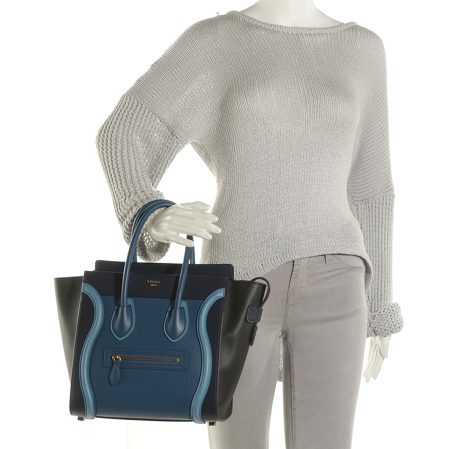 Smooth Calfskin Micro Tri-Color Luggage Deepsea