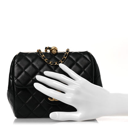 Chanel Lambskin Quilted Kisslock Flap Black 2 of 11
