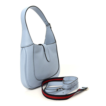 Gucci Grained Calfskin Web Medium Jackie 1961 Hobo Light Blue 3 of 12