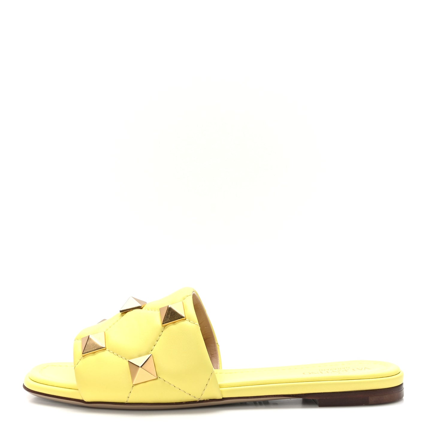 Nappa Roman Stud Flat Slide Sandals 37 Lime Sorbet