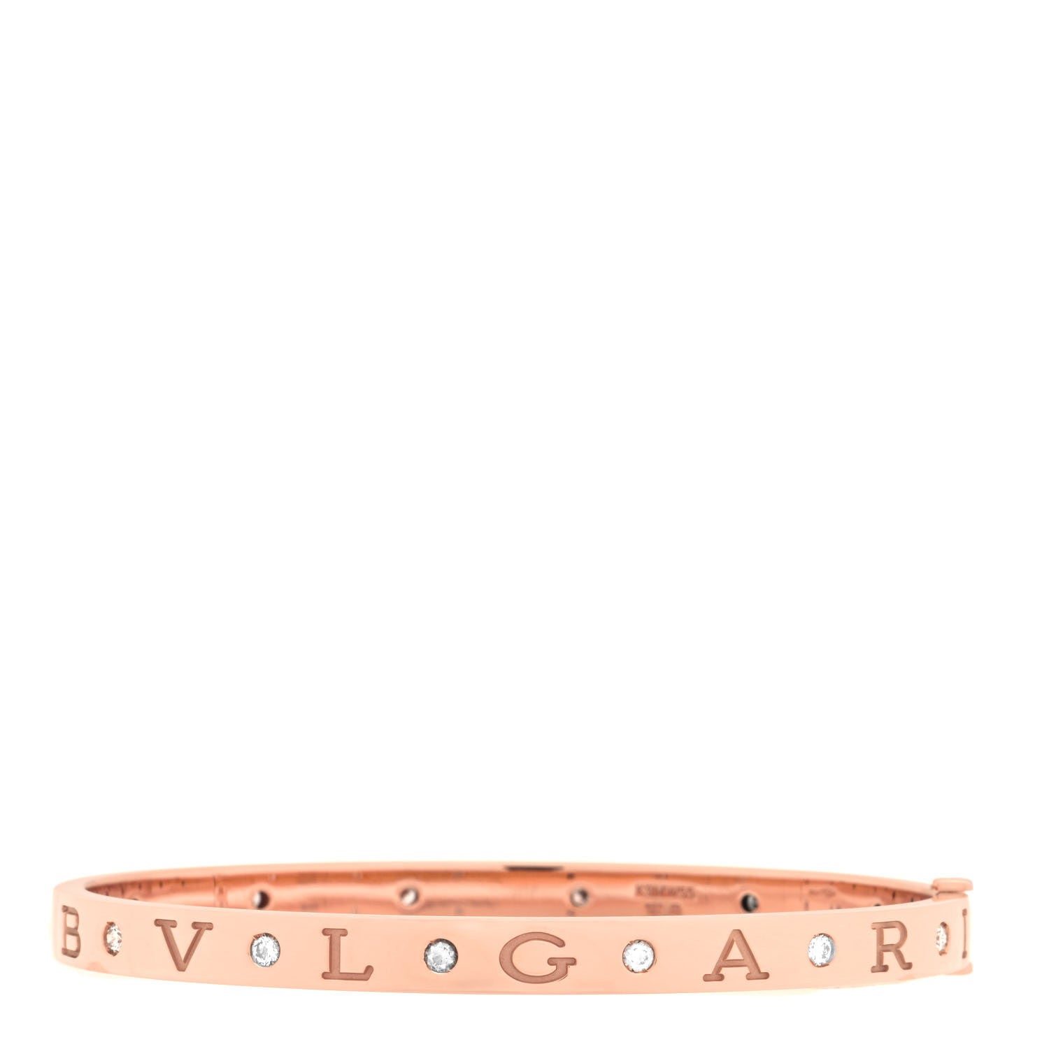 Bulgari 18K Rose Gold 12 Diamond B.Zero1 Essential Bangle Bracelet M 1 of 3