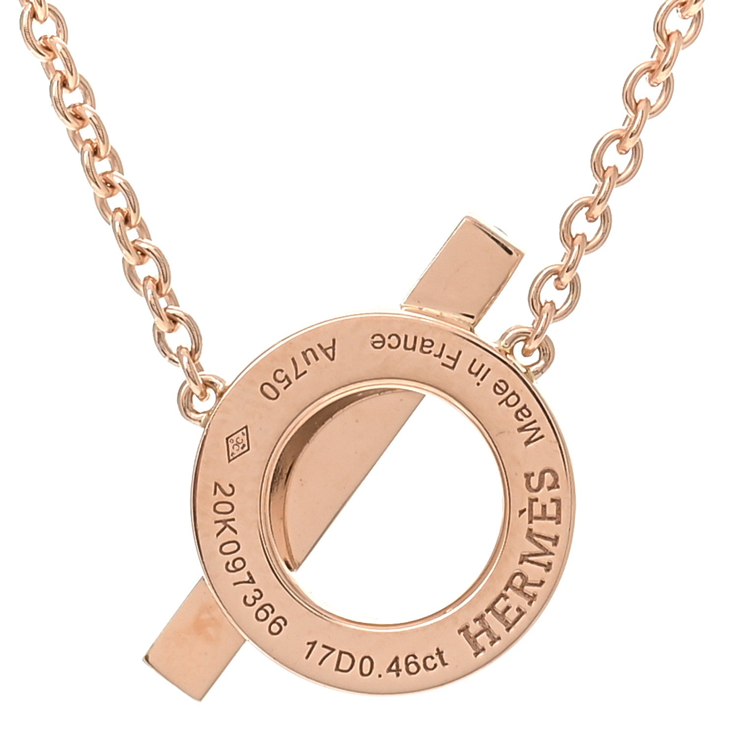 Hermes 18K Rose Gold Diamond Finesse Pendant Necklace 4 of 5