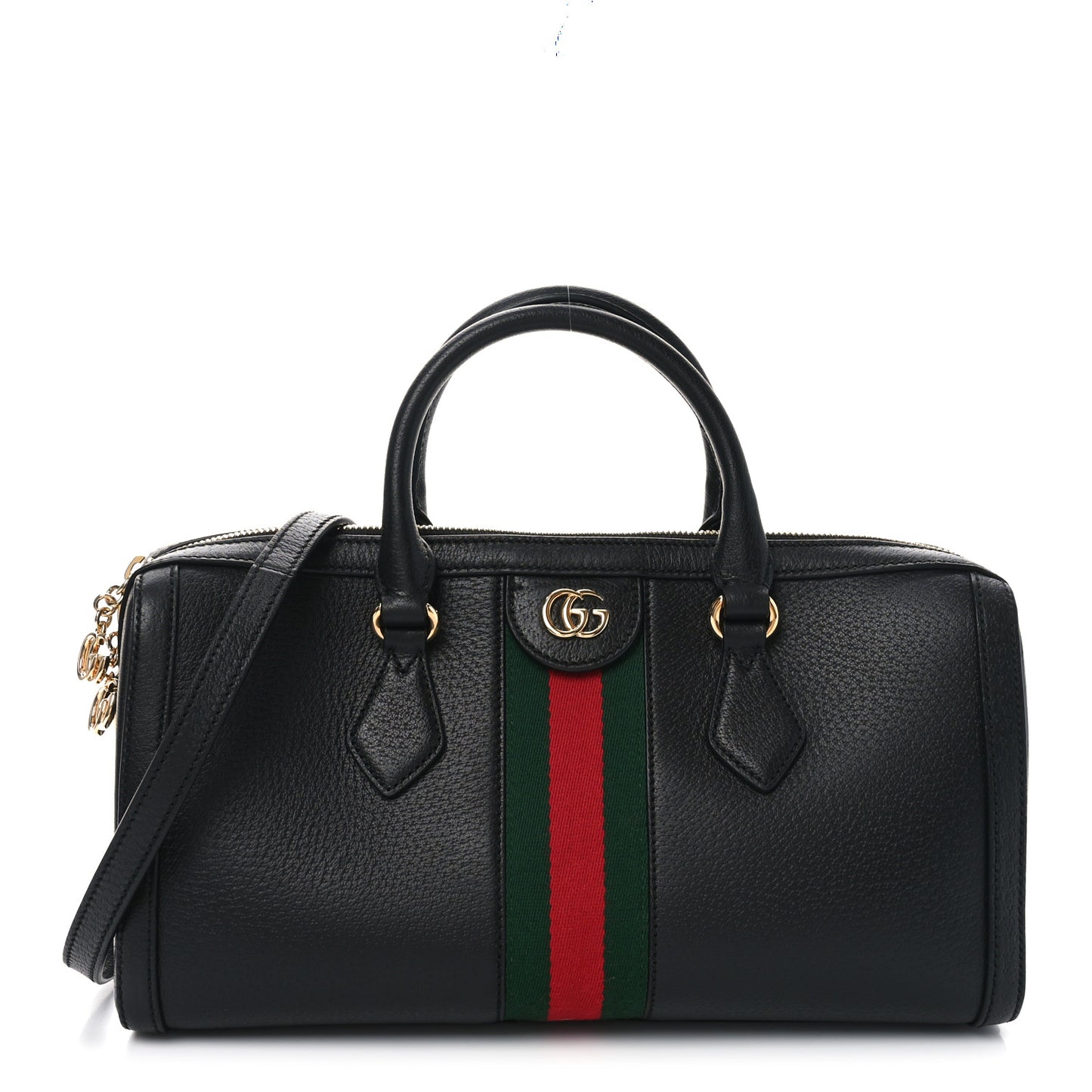 Textured Dollar Calfskin Web Medium Ophidia Boston Black