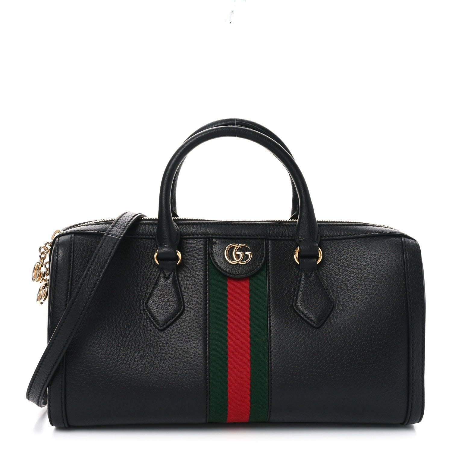 Gucci Textured Dollar Calfskin Web Medium Ophidia Boston Black 1 of 10