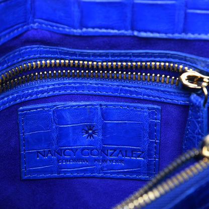 Nancy Gonzalez Matte Crocodile Top Handle Shoulder Bag Blue 8 of 13