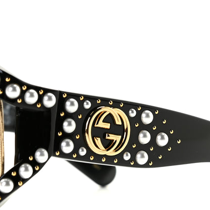 Gucci Acetate Pearl Rectangular Frame Sunglasses GG0234S Black Orange 5 of 8