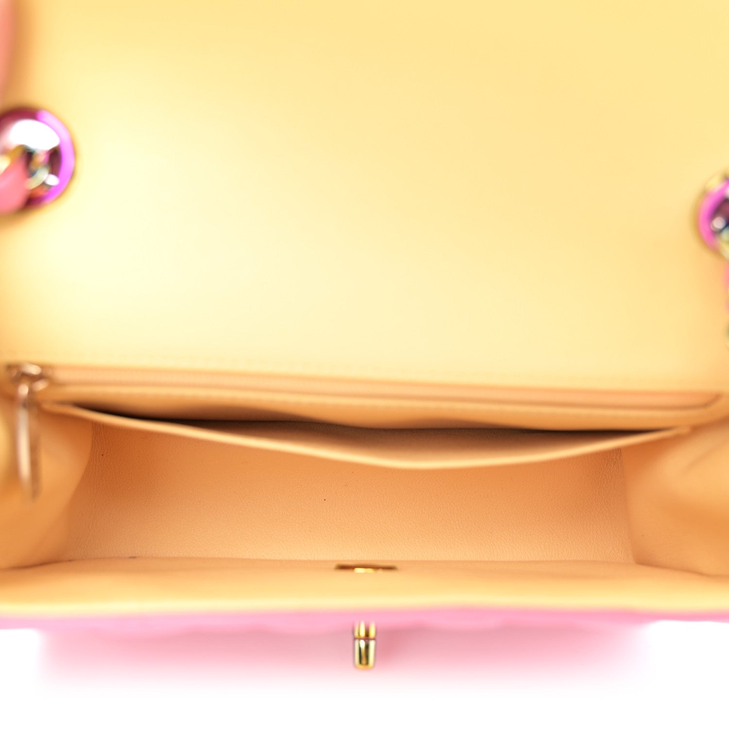 Chanel Lambskin Quilted Mini Rectangular Flap Pink Yellow 5 of 11