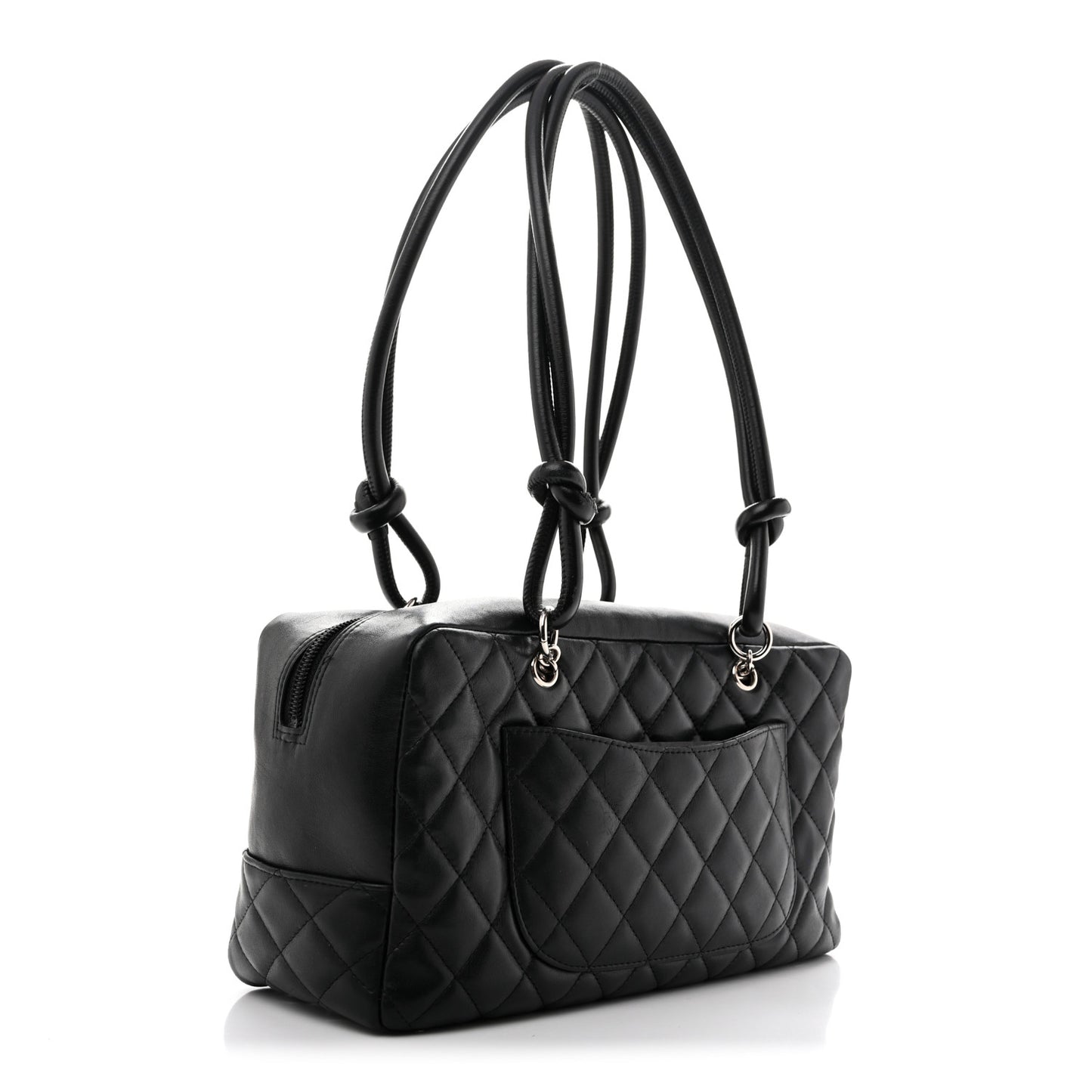 Calfskin Quilted Large Cambon Bowler Black White