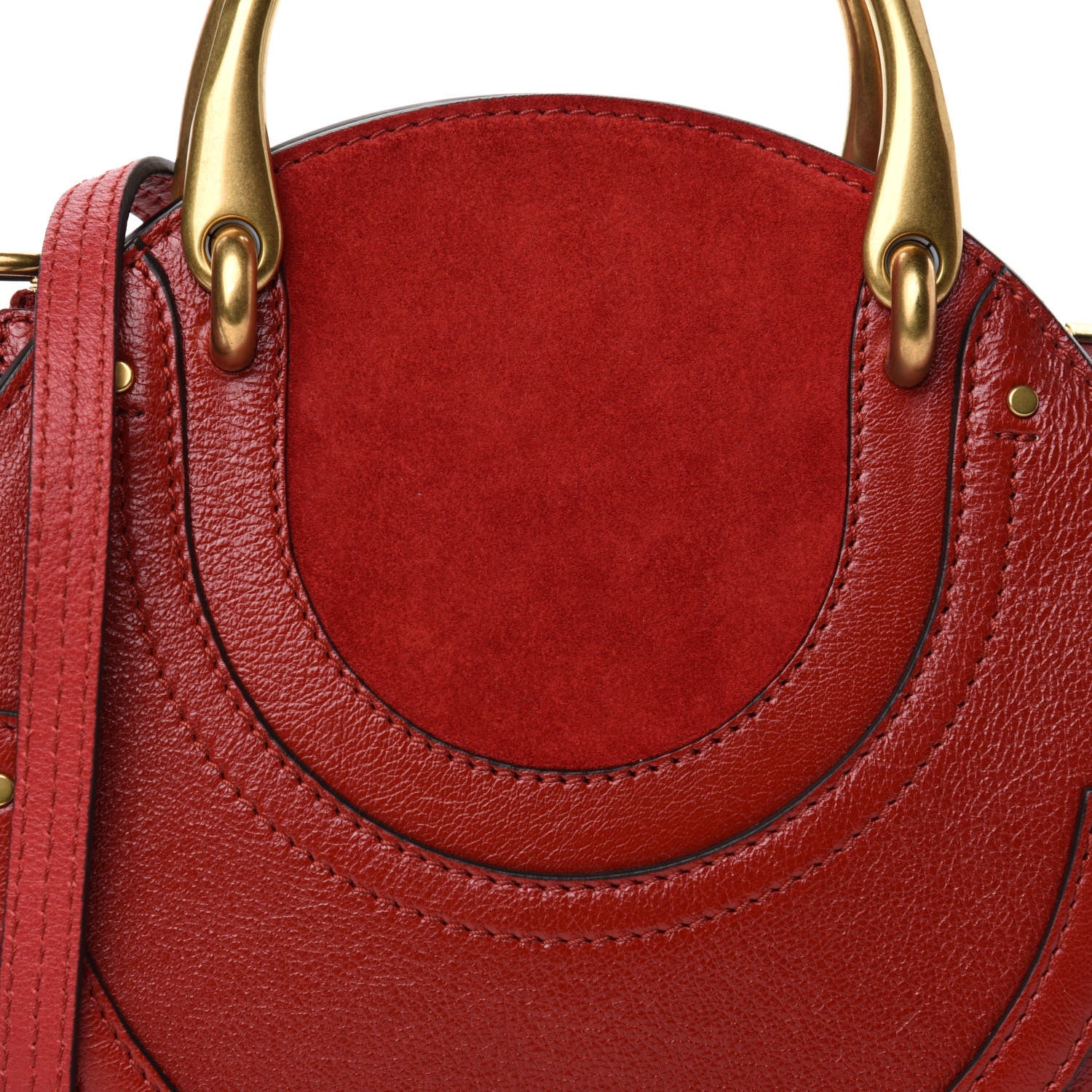 Chloe Shiny Goatskin Smooth Calfskin Suede Small Pixie Bag Dahlia Red 10 of 10