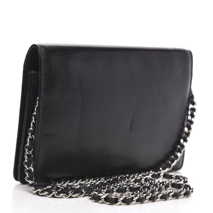 Chanel Lambskin Studded CC Wallet On Chain WOC Black 3 of 12
