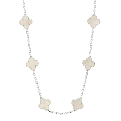 Van Cleef & Arpels 18K White Gold Mother of Pearl 10 Motifs Vintage Alhambra Necklace 1 of 6