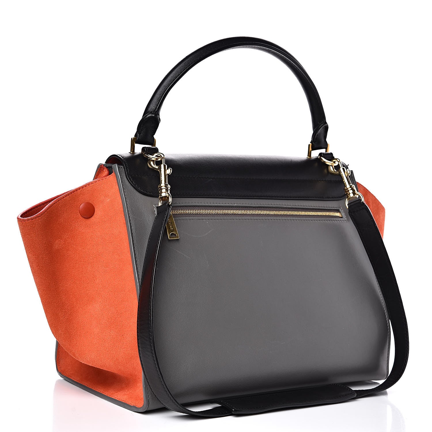 Celine Smooth Calfskin Suede Medium Tri-Color Trapeze Flamingo 3 of 16
