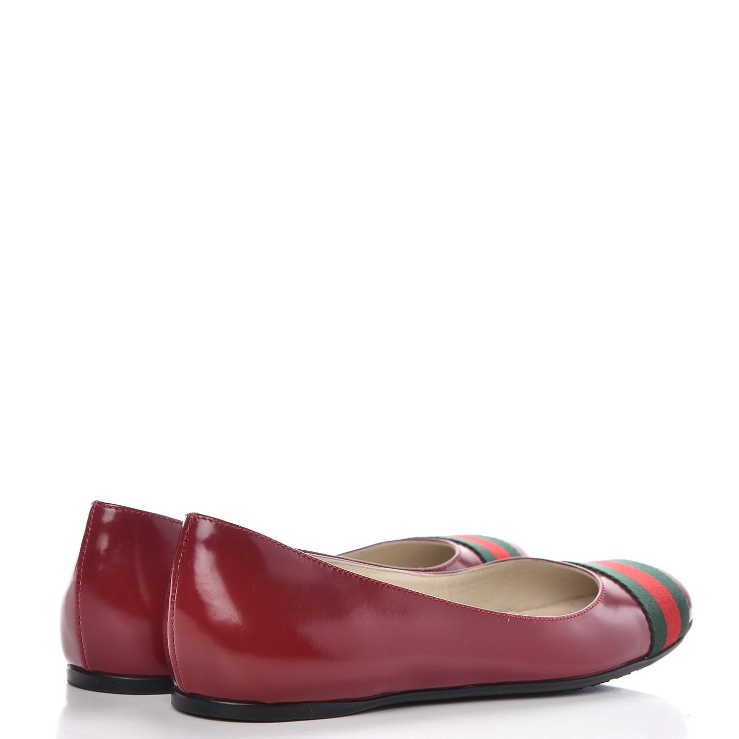 Calfskin Web Ballerina Flats 36 Red