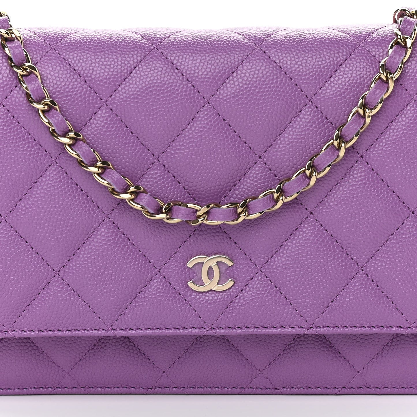 Caviar Quilted Wallet On Chain WOC Purple