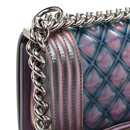 Chanel Iridescent Patent Calfskin PVC Quilted Small Boy Flap Light Purple 13 of 14