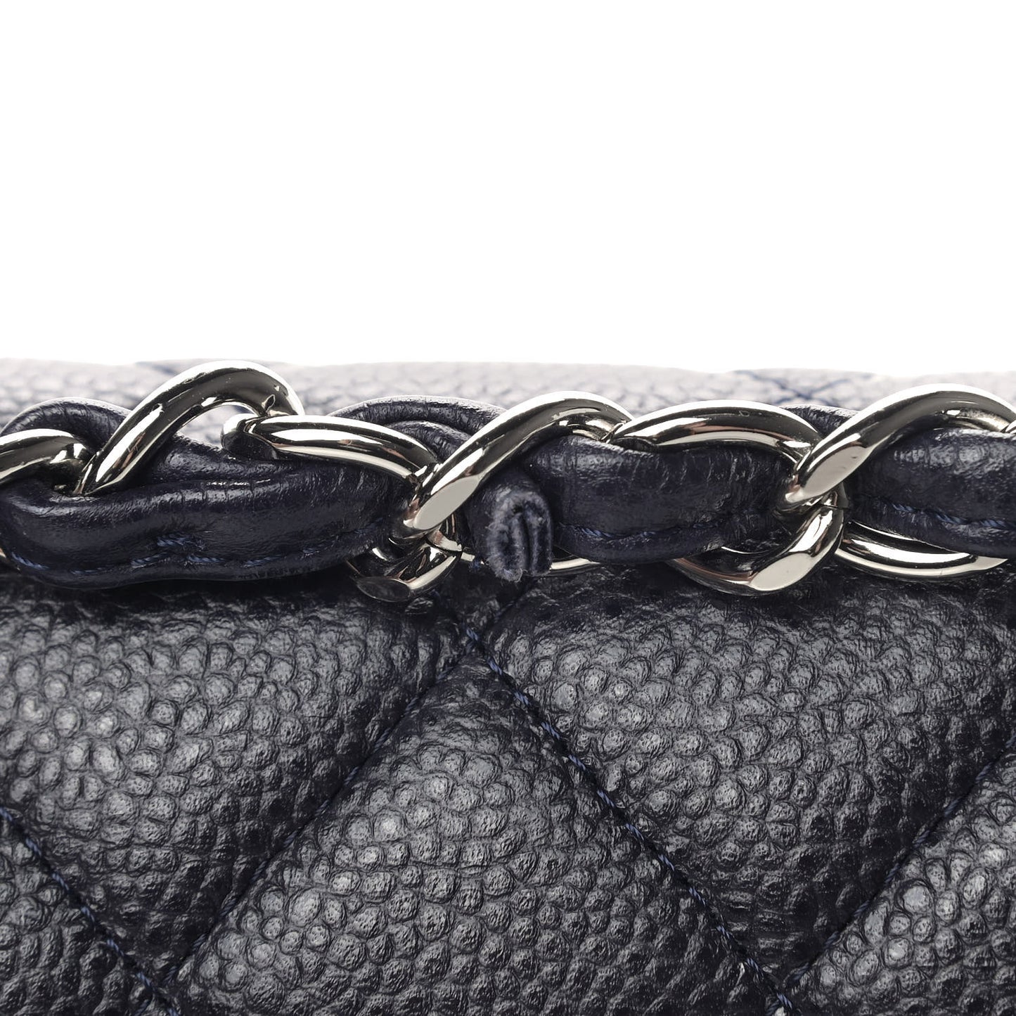 Caviar Quilted Jumbo Double Flap Navy Blue