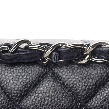 Chanel Caviar Quilted Jumbo Double Flap Navy Blue 12 of 15