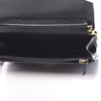 Chanel Goatskin Chevron Quilted Statement Wallet On Chain WOC Black 5 of 12