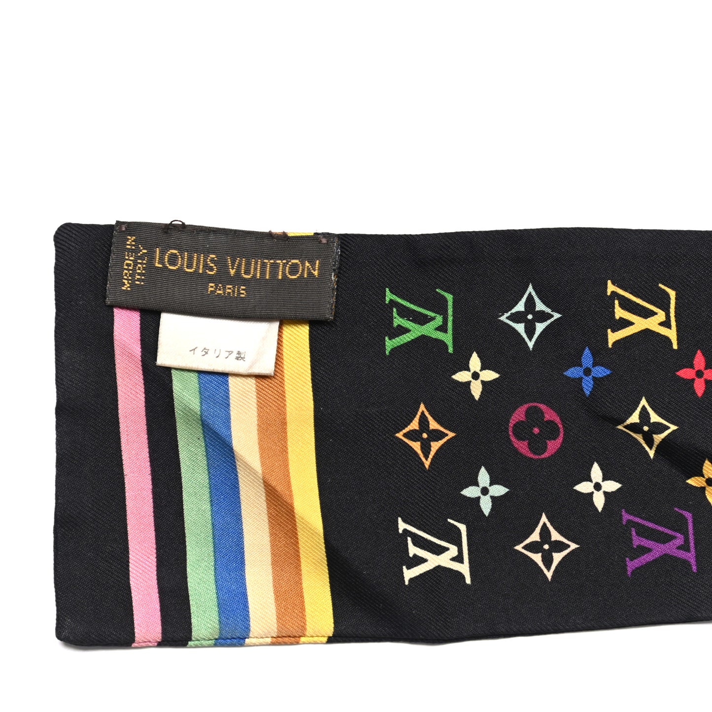 Silk Monogram Multicolor Bandeau Black