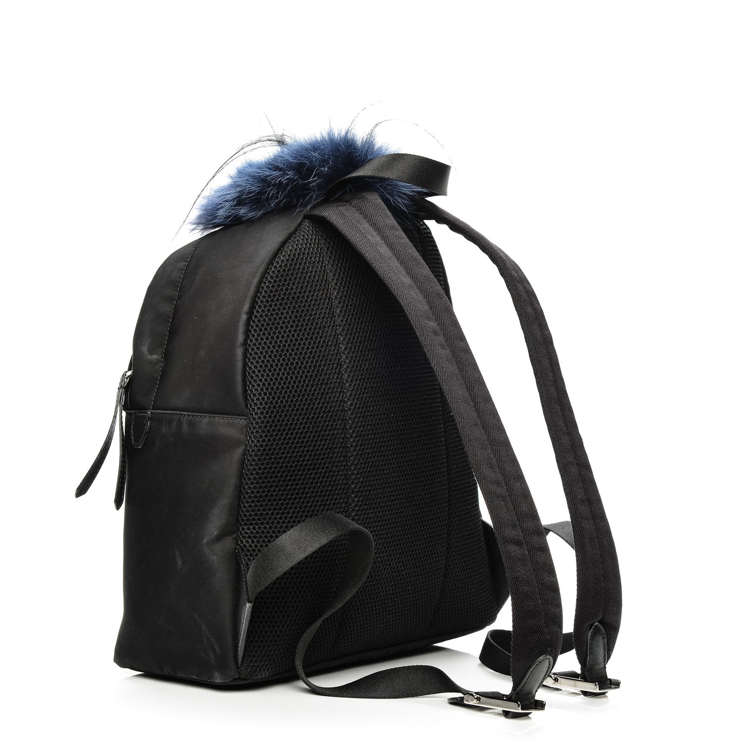 Nylon Vitello Fox Goat Fur Monster Eyes Mini Backpack Black Multicolor Sky