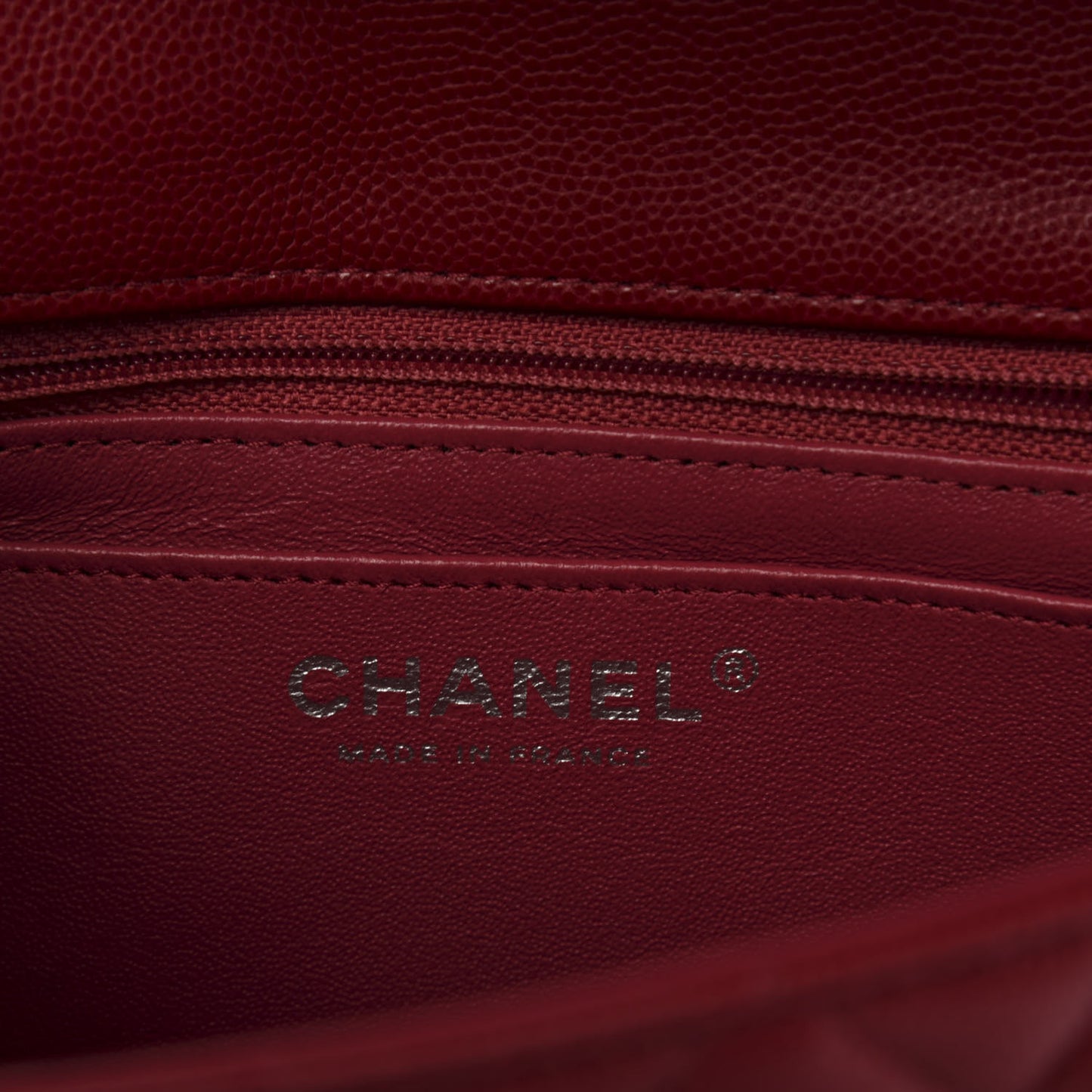 Caviar Quilted Mini Rectangular Flap Red