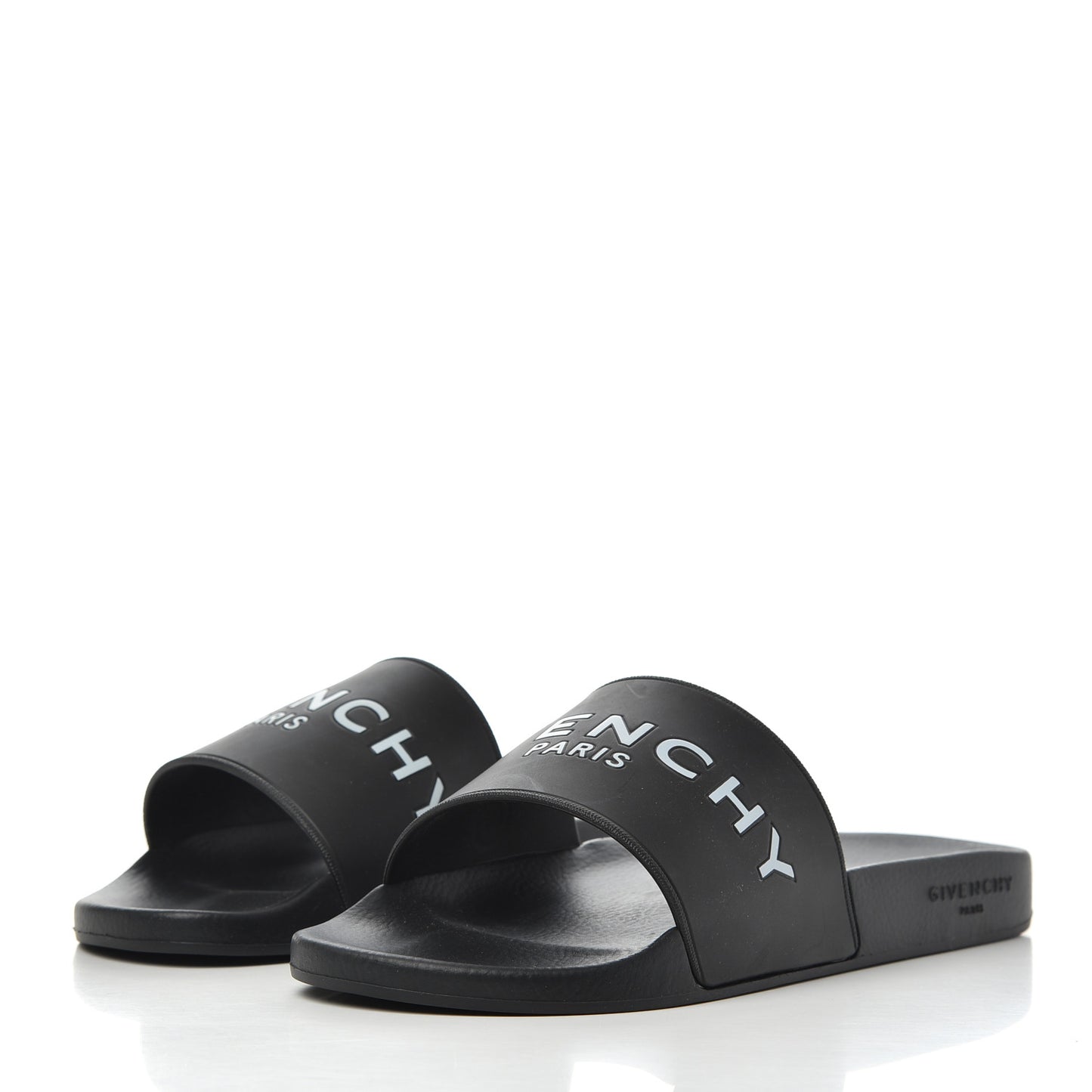 Rubber Logo Mens Pool Slide Sandals 41 Black