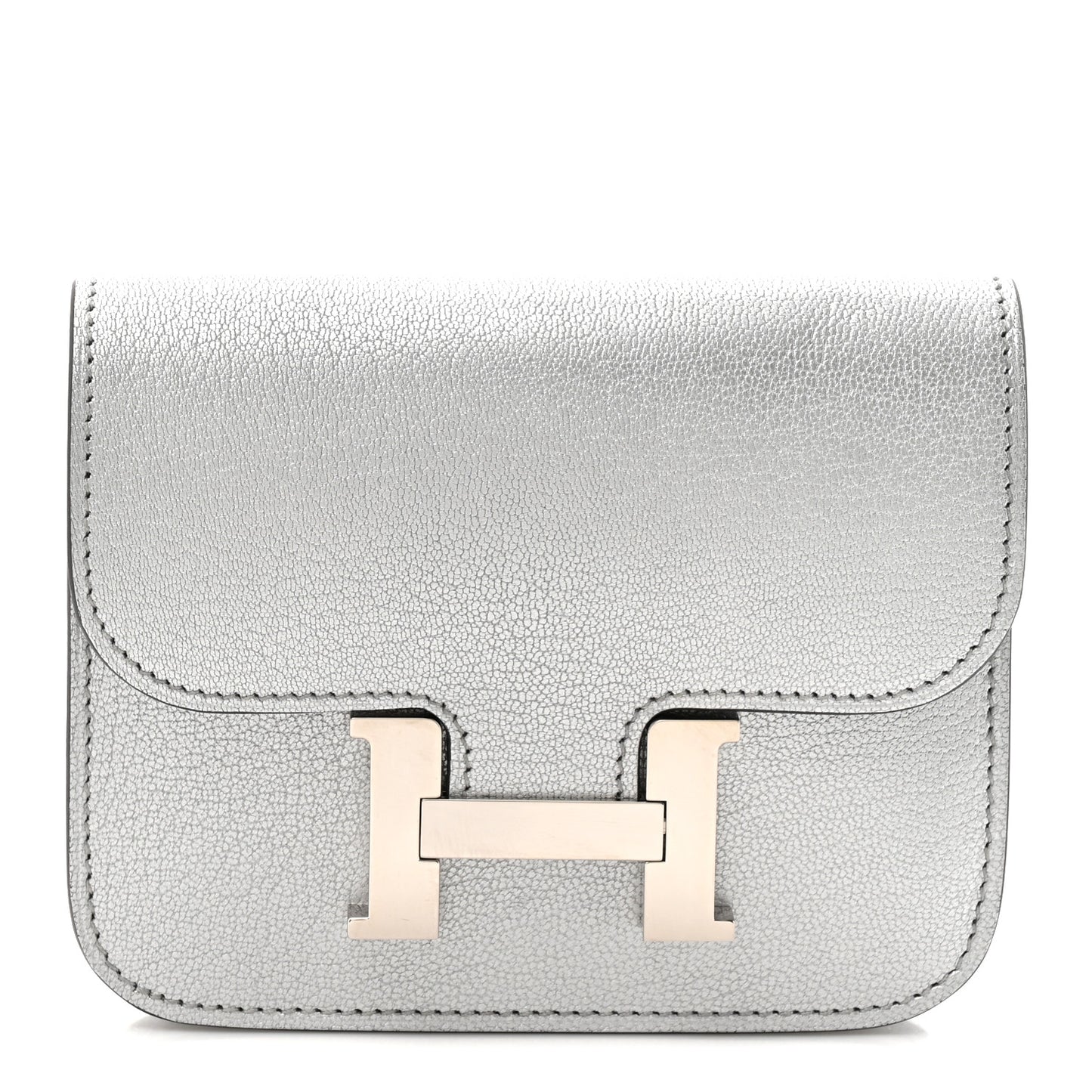 Metallic Chevre Chamkilight Constance Slim Wallet Argent