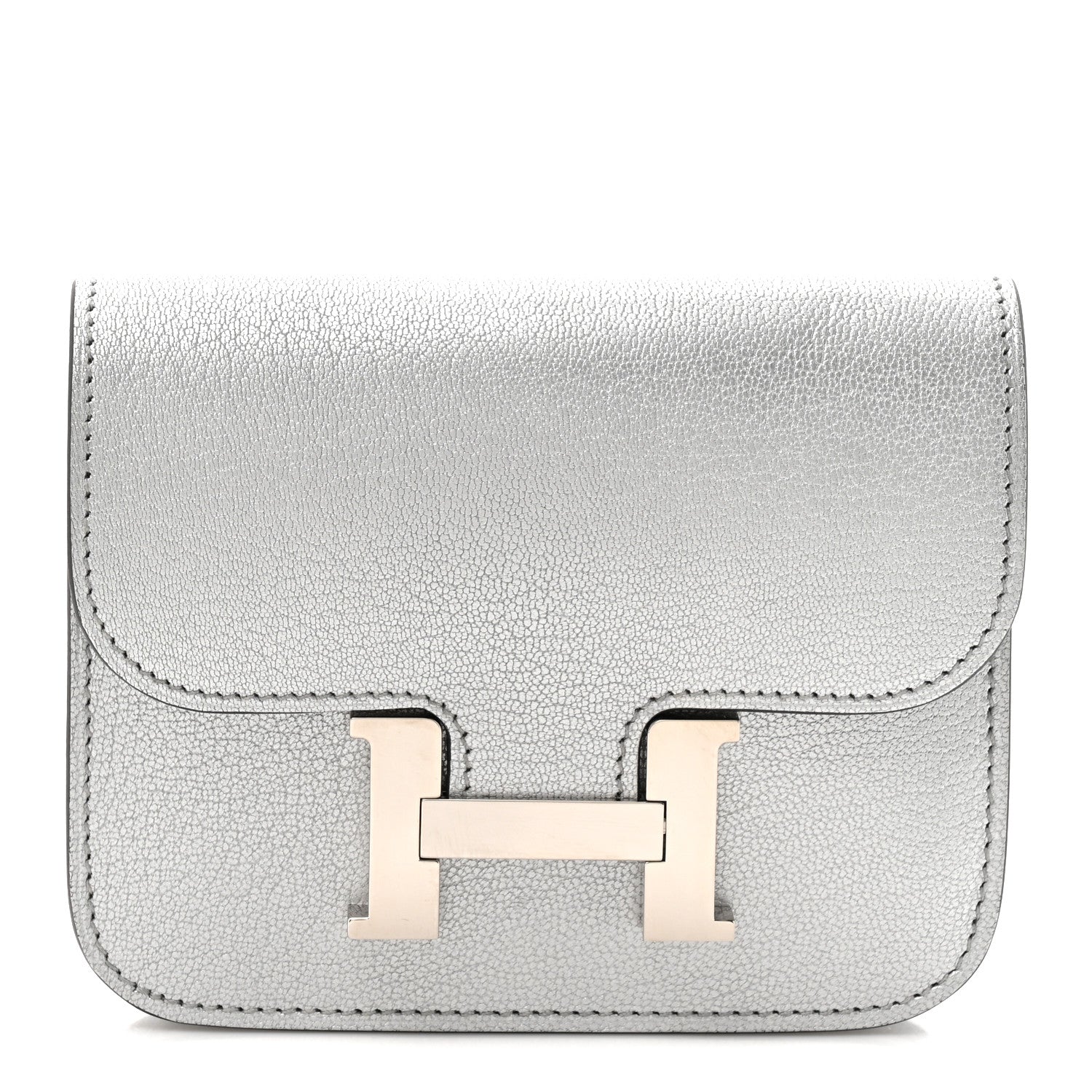 Hermes Metallic Chevre Chamkilight Constance Slim Wallet Argent 1 of 11