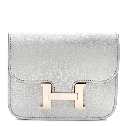 Hermes Metallic Chevre Chamkilight Constance Slim Wallet Argent 1 of 11