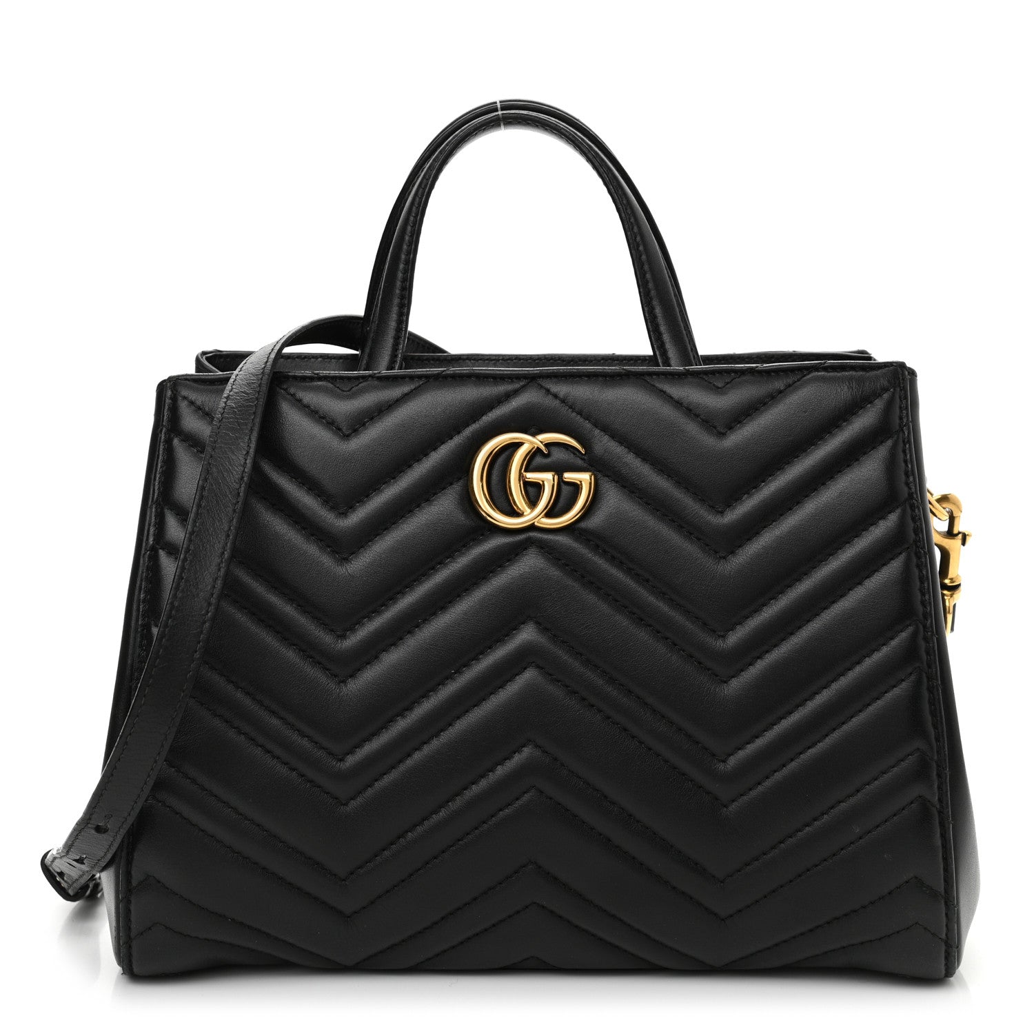 Gucci Calfskin Matelasse Small GG Marmont Tote Black 1 of 15