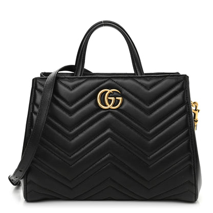 Gucci Calfskin Matelasse Small GG Marmont Tote Black 1 of 15