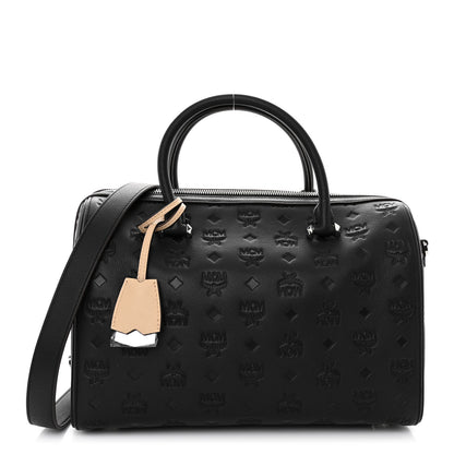 MCM Calfskin Ottomar Monogram Medium Essential Boston Bag Black 1 of 9