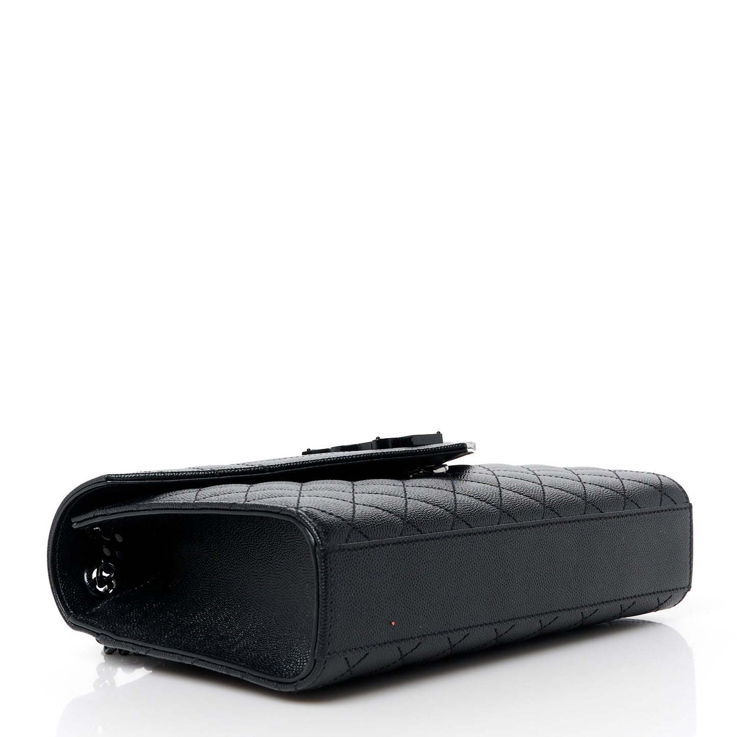 Grain De Poudre Textured Mixed Matelasse Triquilt Medium Monogram Monochrome Satchel Black