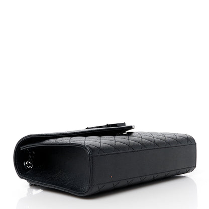 Saint Laurent Grain De Poudre Textured Mixed Matelasse Triquilt Medium Monogram Monochrome Satchel Black 4 of 11