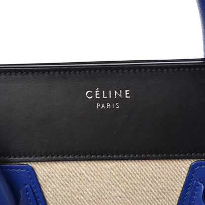 Celine Canvas Smooth Calfskin Mini Tri-Color Luggage Indigo 6 of 12