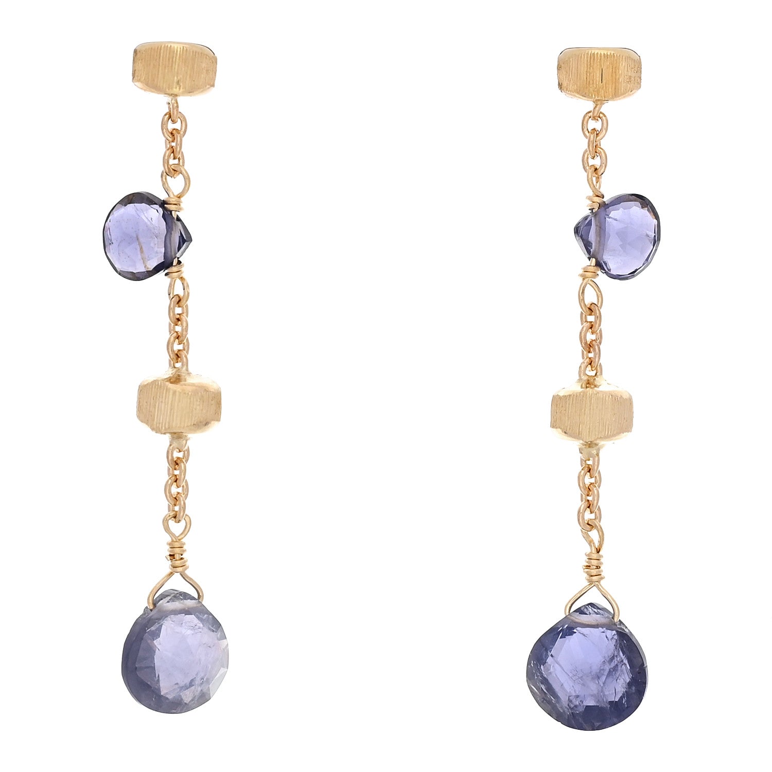 Marco Bicego 18K Yellow Gold Iolite Paradise Drop Earrings 1 of 6