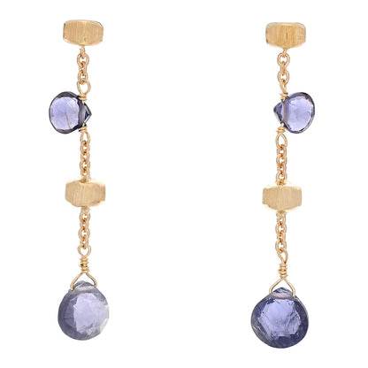 Marco Bicego 18K Yellow Gold Iolite Paradise Drop Earrings 1 of 6